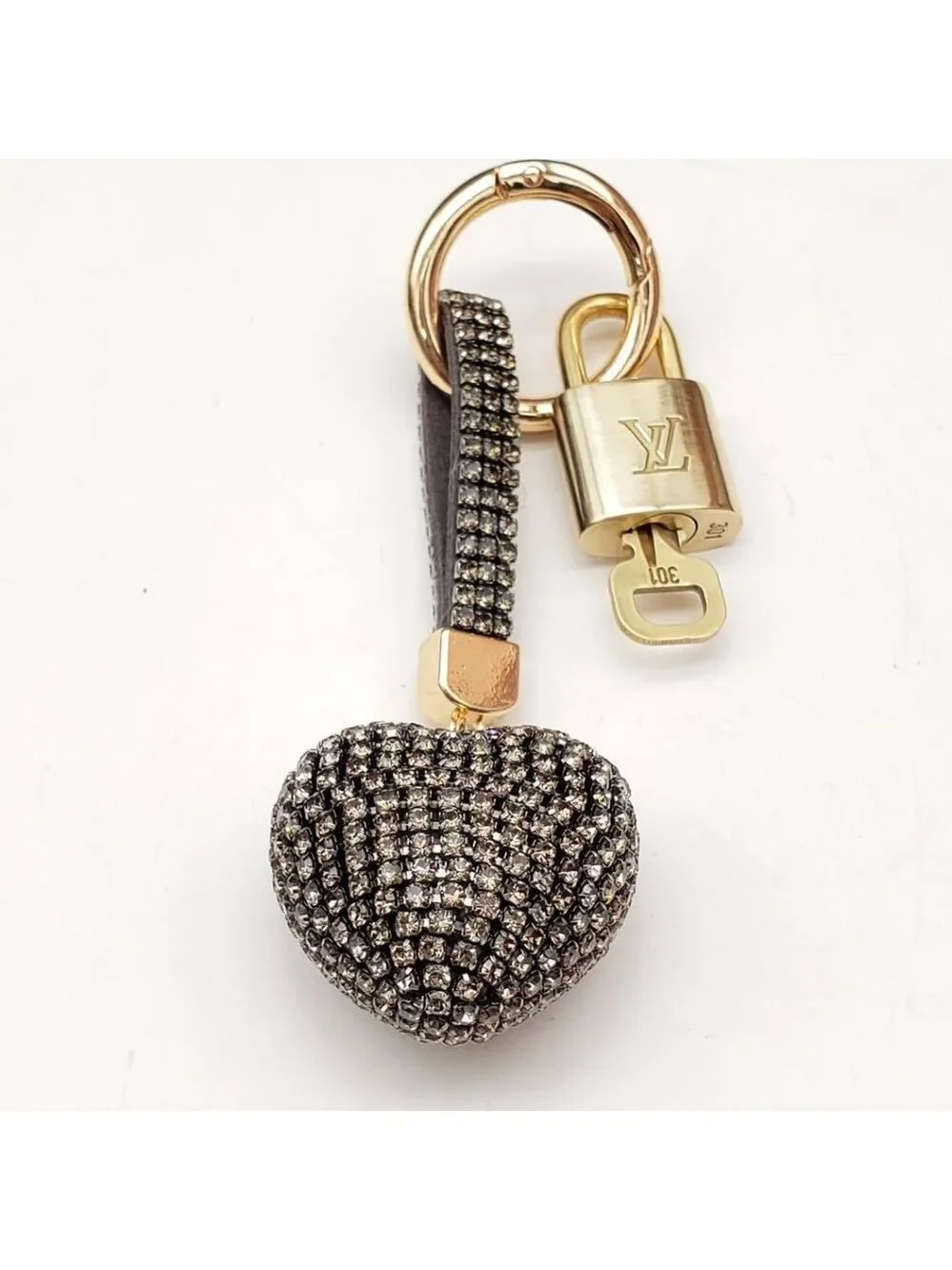 LV Gold Padlock 🔑 Authentic Louis Vuitton Charm + Unbranded Heart Keychain